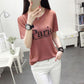 Women Slim T-shirts Paris Print Shirts Casual Pullover Spring Long Sleeves  Bottoming Shirts