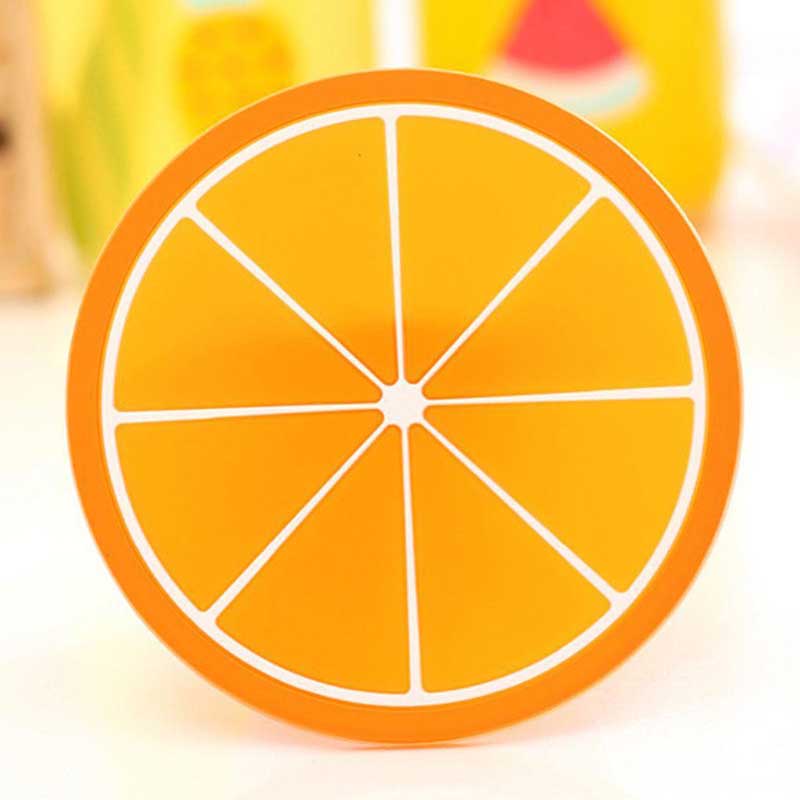 3pcs/5pcs/7pcs Simple Creative Coaster Colorful Jelly Color Fruit Shape Anti-scalding Non-slip Silicone Heat Insulation Pad Water Coaster