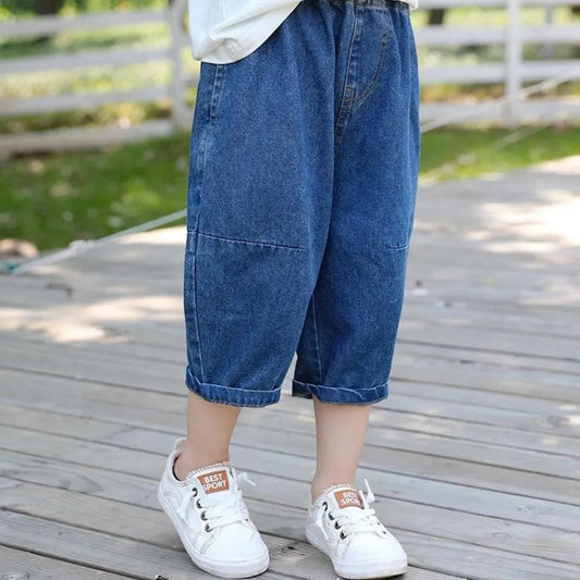 Children's Clothing Boys Cropped Jeans Clothes Children Boys Casual Denim Trousers Bloomers Children Elastic Waist Trousers Clothing