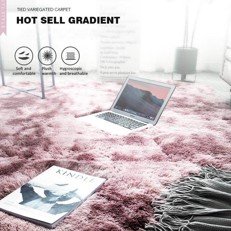 Tie-dyed Plush Living Room Soft Carpet Bedroom Non-slip Floor Mat Bedroom Absorbent Carpet