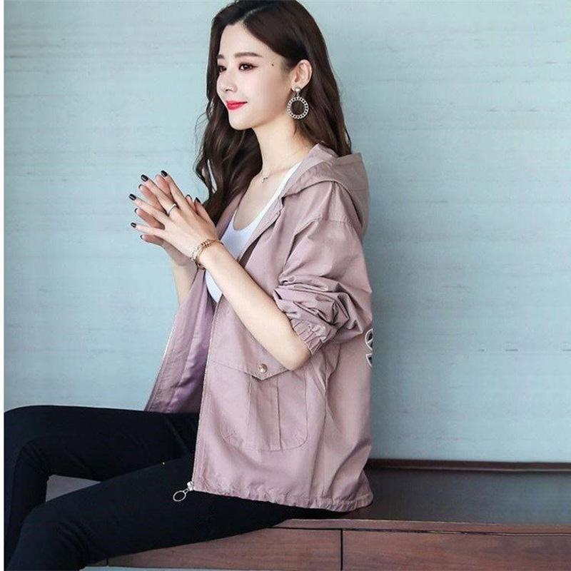 Spring and Autumn Short Hooded Casual Small Windbreaker Loose Jacket Jacket Women