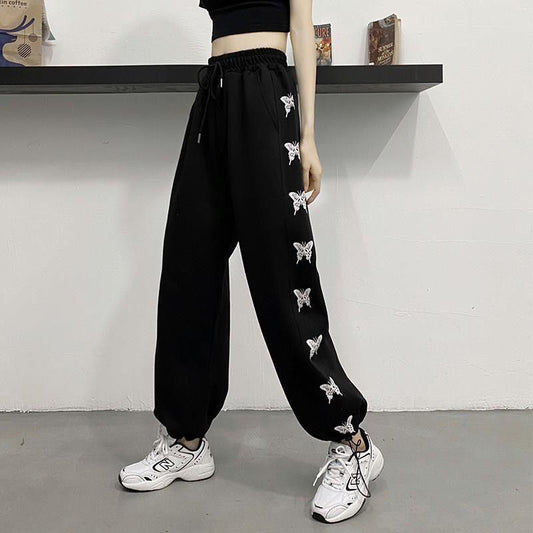 Girls' Sports Pants Spring and Summer Printed Drawstring Drawstring Pants Wei Pants Loose Casual Bloomers