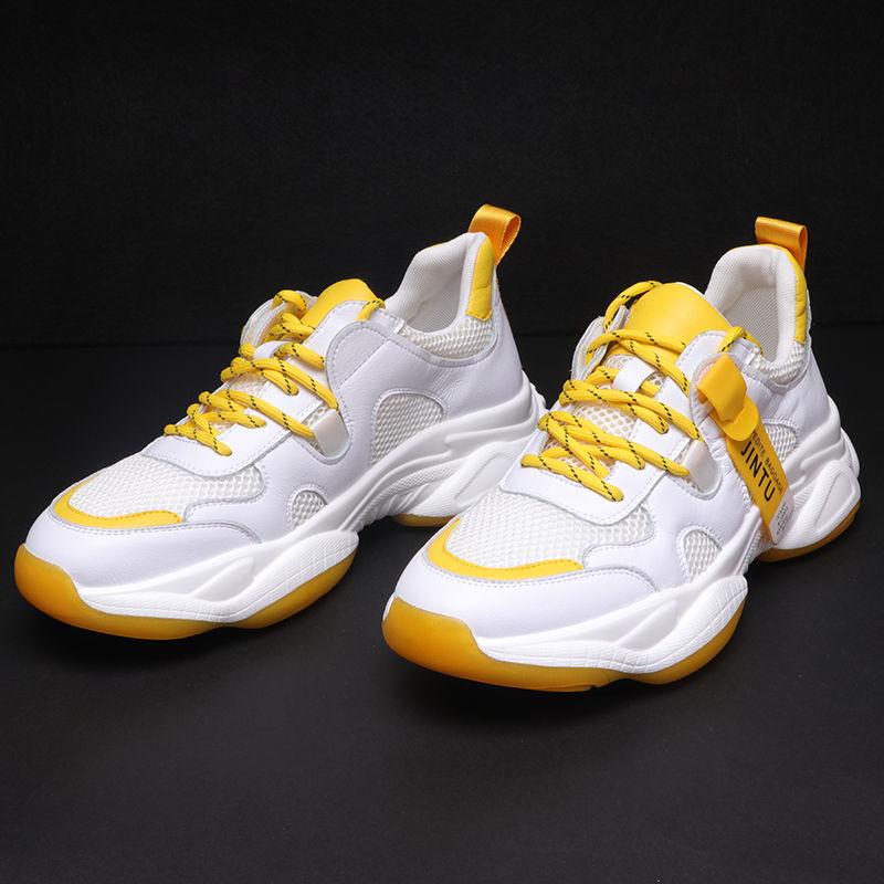 Men's Shoes Summer Breathable Sports Shoes Thick Bottom Increased Daddy Shoes Men Korean Version of Lightweight Fashion Mesh Shoes