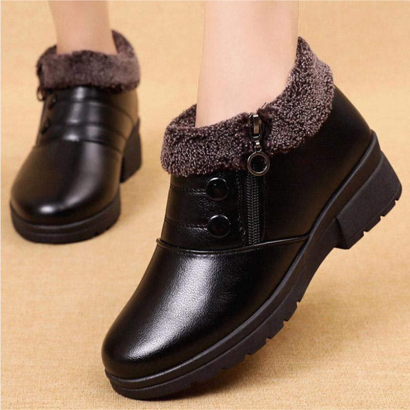 Women Autumn and Winter Cotton Shoes  Fleece Warm Waterproof Non-slip Ladies Cotton Shoes