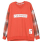 Sweatshirts Women's Spring and Autumn Large Size Loose V-neck Letter Printing Casual Plaid Stitching Long-sleeved Sweater