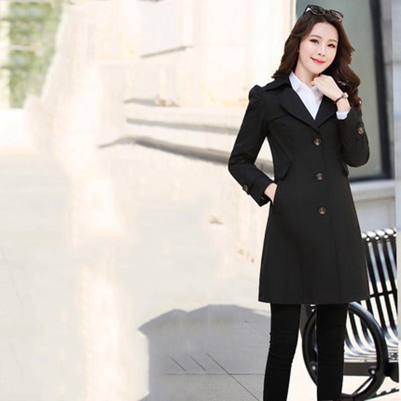 Solid A-Line Long Trench Coat Casual Plus Size Basic Windbreaker Loose England Style Outwear
