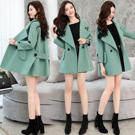 2019 Autumn and Winter Woolen Coat Female Mid-Long Women's Outerwear Woolen Coat Women Jacket