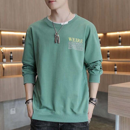 New Men's Long-sleeved T-shirt Spring and Autumn Students Loose Cotton Sweater Men's Youth Shirt