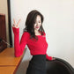 Spring and Autumn All-match Tight Top with Sexy Knit Bottoming Shirt Fashionable Slim Female Top