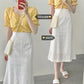 Two-piece Small Fresh Jacket Temperament Sweet Half-length Skirt Suit Female Short-sleeved Shirt + Half-length Skirt Lady Sweet Style Two-piece Suit