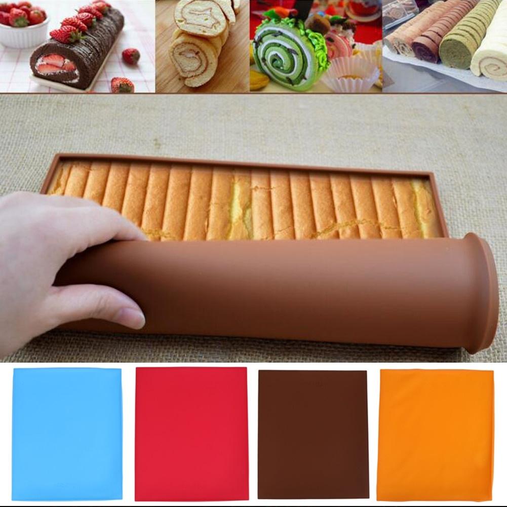 Pastry Tools Soft Swiss Roll Mats Silicone Cake Pan Baking Rug Mat Cake Rolls Molds Kitchen