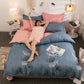 Thick Warm Pure Cotton Brushed Four-piece 100% Long-staple Cotton Student Dormitory Simple Bedding