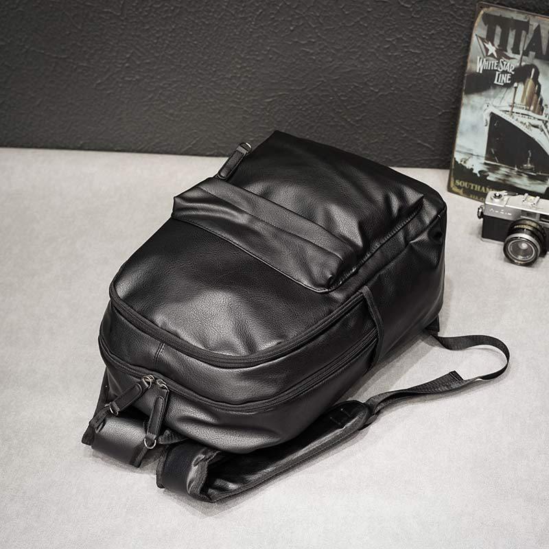 Student Backpack Men Waterproof Large Capacity Pu Leather Outdoor Sports Travel Bag Bag