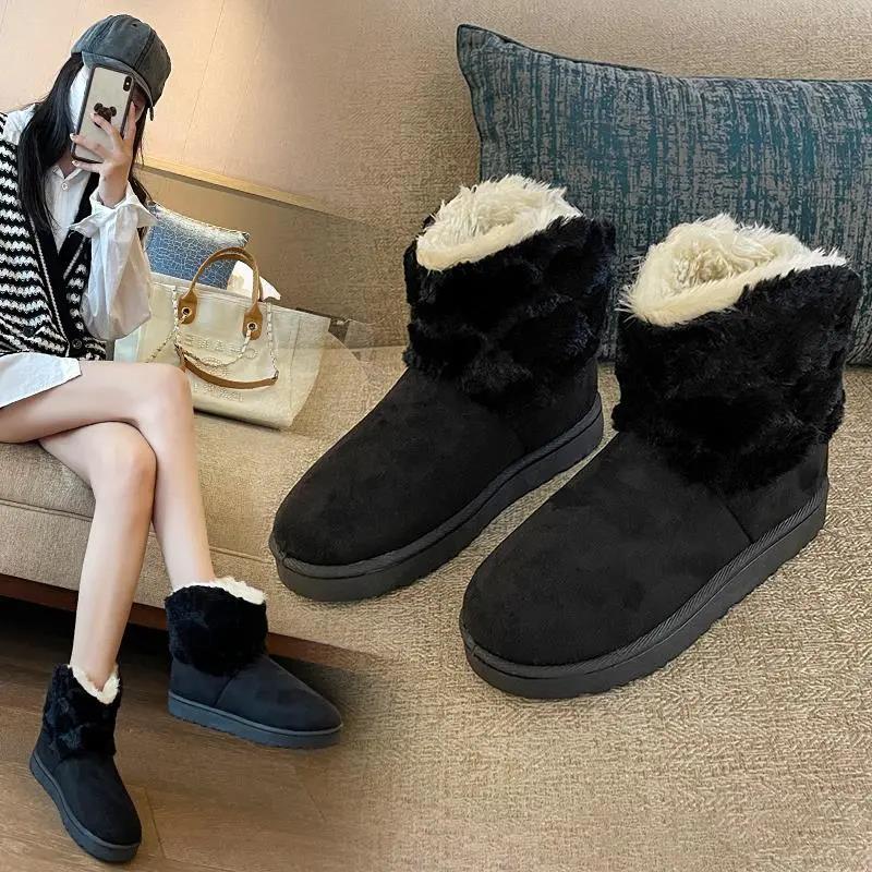Snow Boots Short Tube Korean Version of Wild Winter Warmth and Velvet Thickened Short Boots Women's Shoes Cotton Shoes