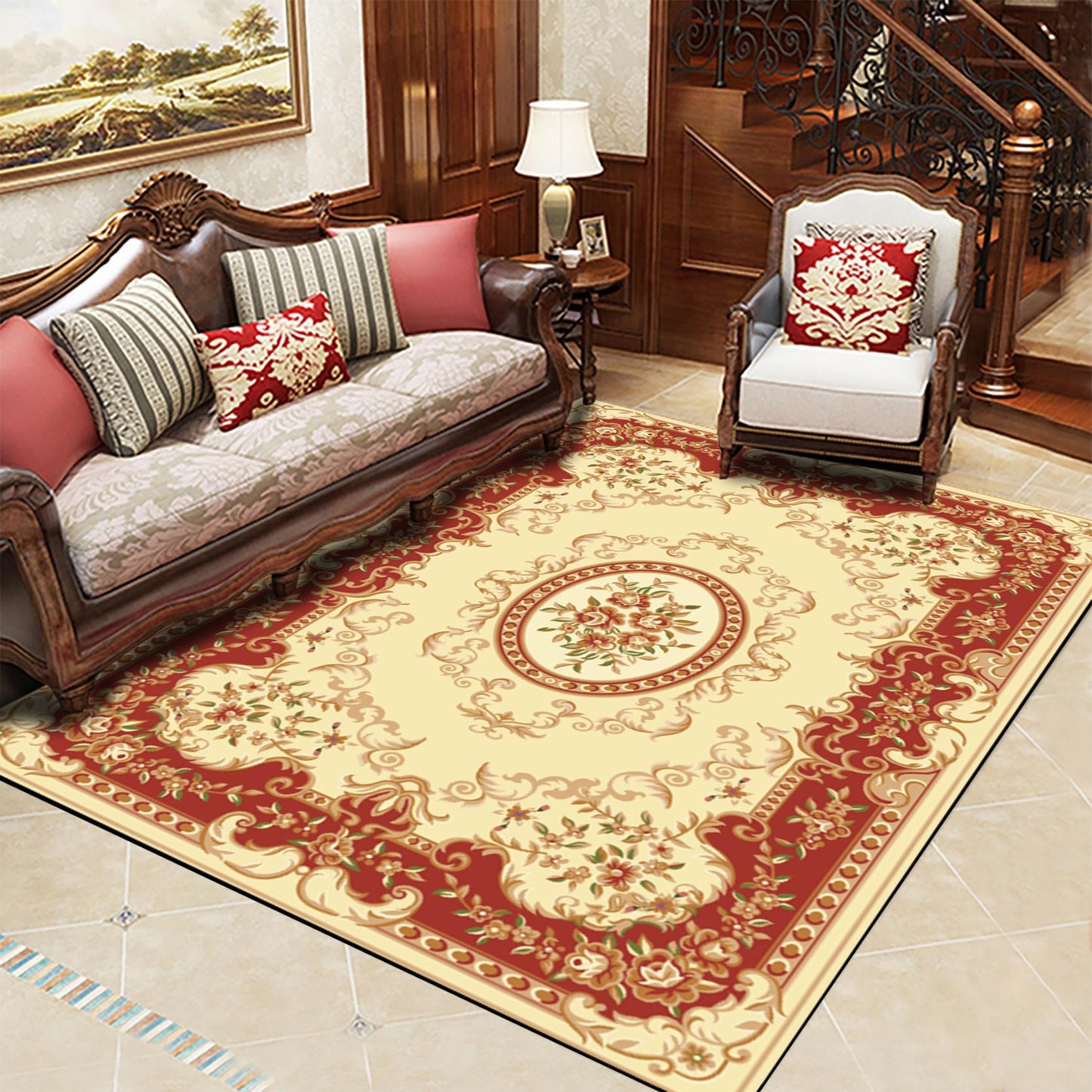 Luxury Romantic Flower Rug for Living Room American Country Style Carpet Bedroom Branded Rug and Mat