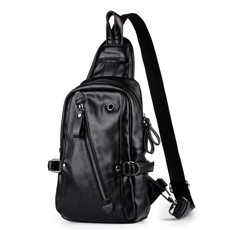 Chest Bag Men's Large Capacity with Headphone Hole Messenger Bag Outdoor Riding Sports Shoulder Bag