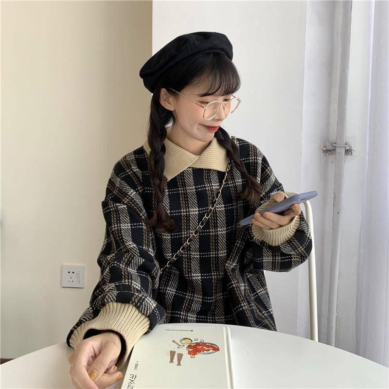Autumn and Winter Warm Sweet College Style Sweater Girl Loose Hedging Wild Woolen Coat