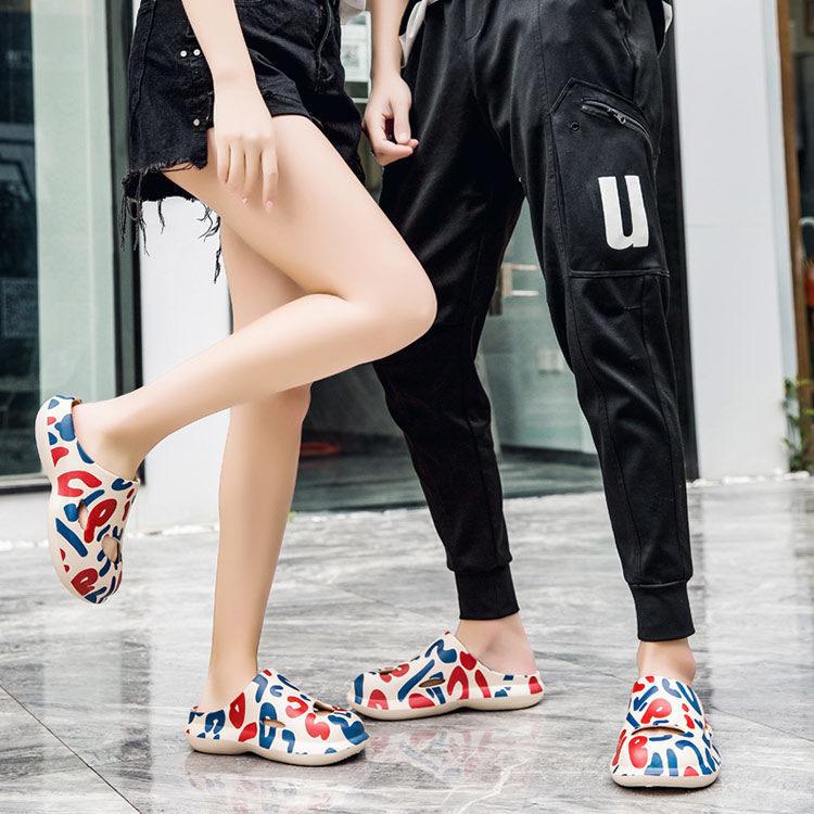 Couple's Household Soft Sole Non-slip Large Size Printing Slippers Men's and Women's Spring Summer Soft Beach Slippers