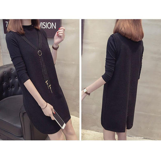 Autumn and Winter Lace Vest Dress Loose Sleeveless Long Vest Fashion Casual Women's Strap Skirt