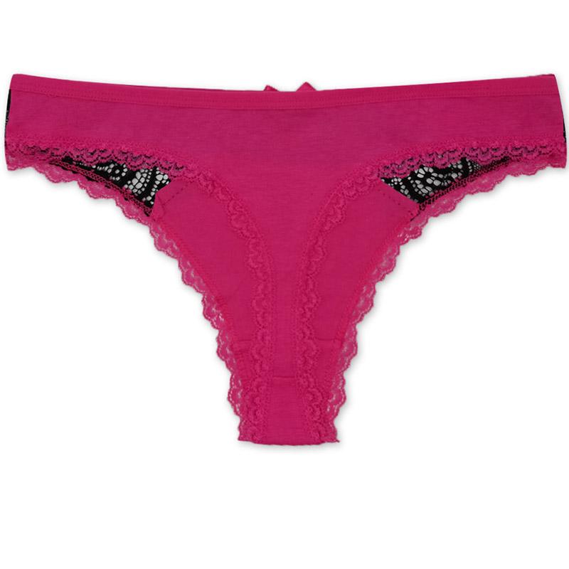 6pcs/set of Pure Cotton Underwear Women T-back Sexy Fashion Plus Size Thong Lace Solid Color Underwear