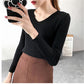 Autumn Winter V-neck Bottoming Shirt Sweater Women's Slim Was Thin Wild Pullover Sweater