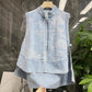 Retro Chinese Style  Women's Denim Vest Sleeveless Spring and Summer Loose Casual Coat Irregular