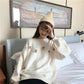 Autumn  Winter Korean Version Sweet Three-dimensional Cherry Pullover Long-sleeved Sweater Sweater Women Loose Outer Wear