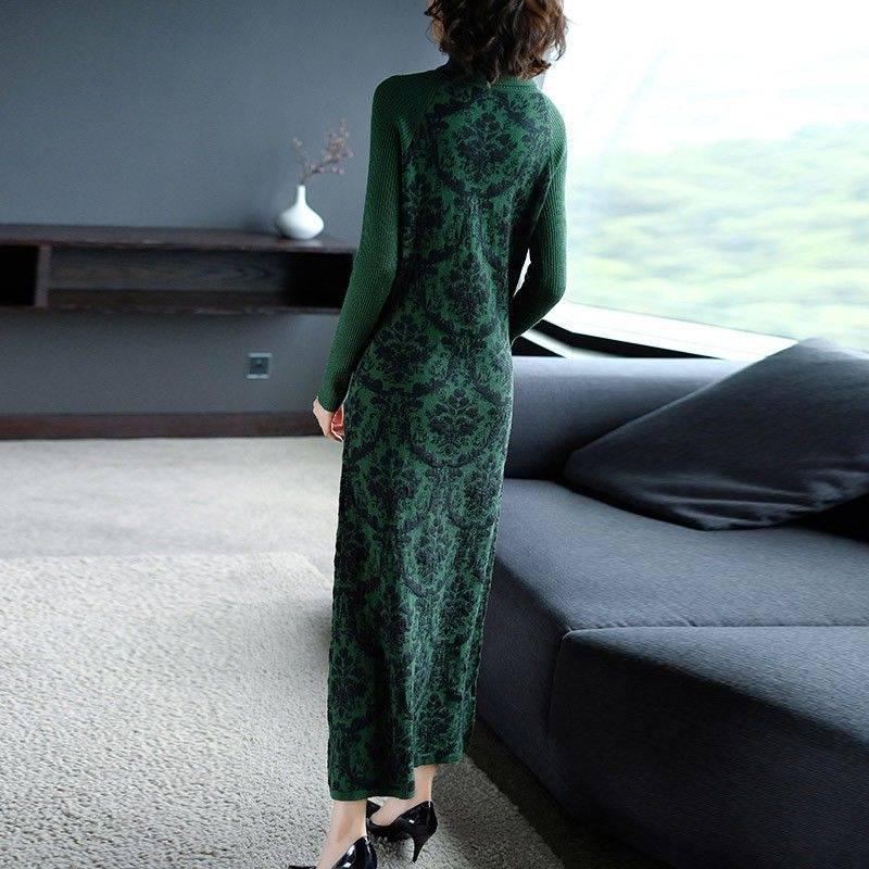 Turtleneck Sweater Dress Women  Knitted Long Dress Female Knitwear Full Sleeve Soft  High Quality
