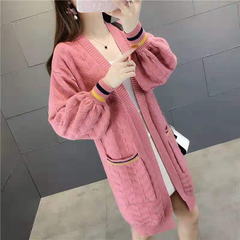 Autumn and Winter Mid-length Knitted Cardigan Loose Casual Sweater Long-sleeved All-match