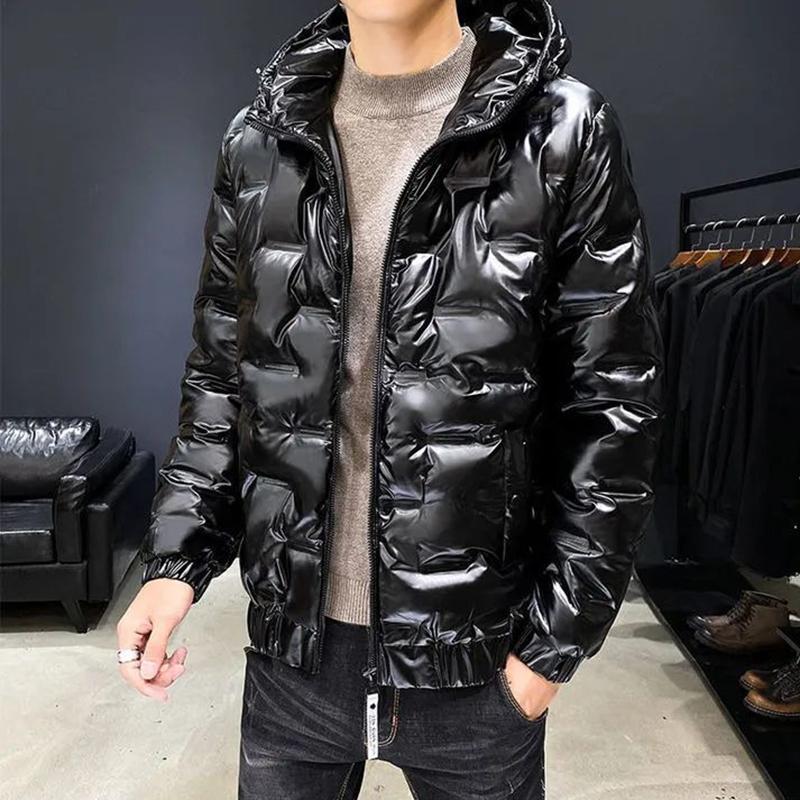 Winter Down Padded Jacket Men's Short Padded Jacket Young and Middle-aged Korean Trend Bright Leather Padded Jacket