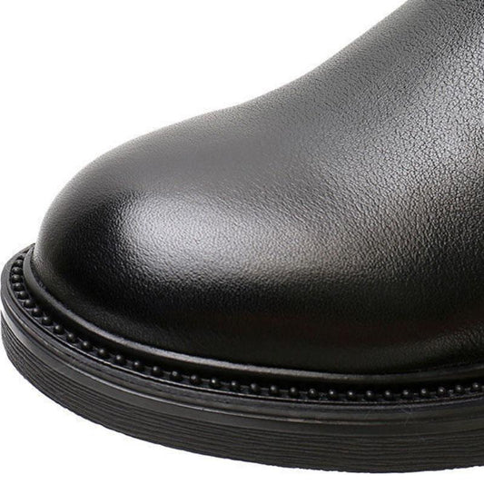 Cotton Shoes Women Winter Mid-tube Flat Bottom Martin Boots Warm and Comfortable Plus Cashmere Casual Leather Shoes