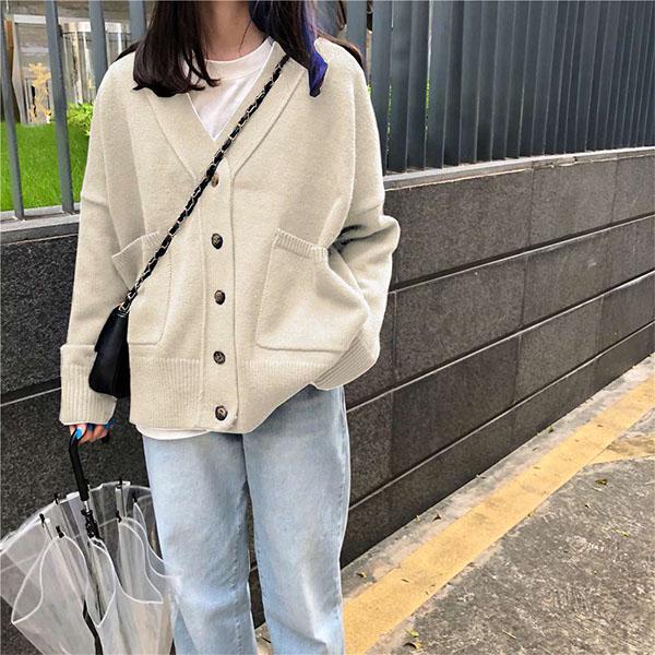 Autumn and Winter Knitted Cardigan Loose Outer Wear Lazy Wind Jacket Sweater Women