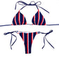 WTEMPO Brand Sexy Bikini Women's Print Fashion Three-Point Striped Lace Swimwear