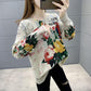 Peacock Pattern Pullover Sweater Women Fall/winter Ethnic Style Print Knit Sweater Outer Wear Jumper Tops