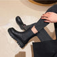 Fur Snow Boots Women's Thick-soled Plus Velvet Warm Cotton Boots In Tube Martin Boots Leather Back Zipper Diamond Short Boots