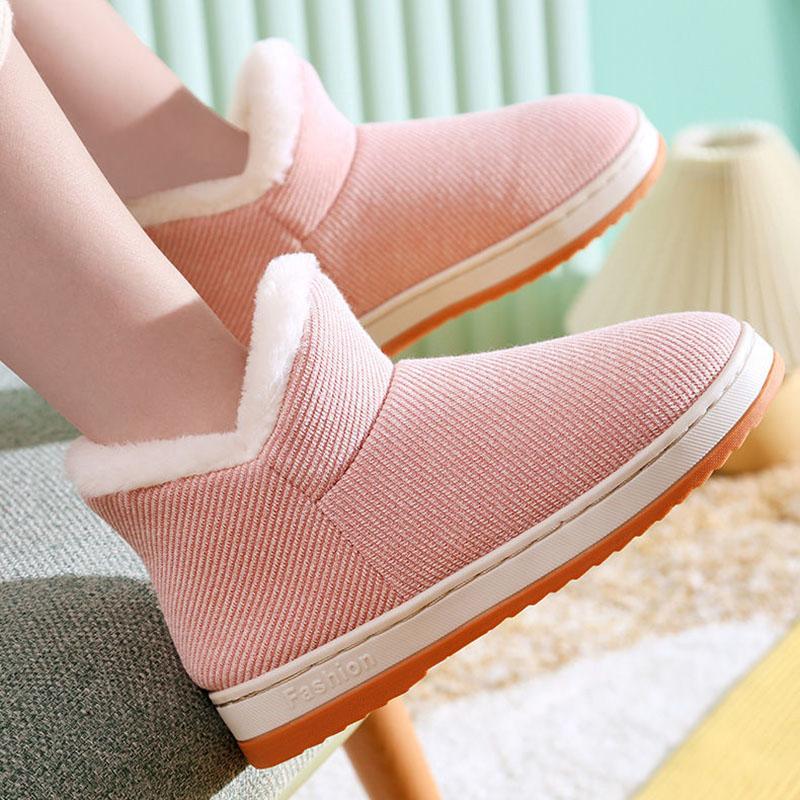 Winter Warm Non-slip Cotton Slippers for Couples Home Furnishing with Heel Thick-soled Bag Men's and Women's Cotton Shoes High-top