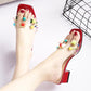 Summer Thick Heel Transparent Soft Surface Sandals and Slippers Ladies Wear Fashion Colorful Diamond Rivet Medium Heel Beach Shoes