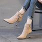 Autumn and Winter Ladies Pointed Toe High Heel Boots Flannel Upper Non-slip Wear-resistant Sole