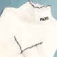 Women's Lace Collar High Neck Sweater Ladies Slim Sweet Letter Embroidery Knit Sweater Top Pullover Jumper Bottoming or Outwear