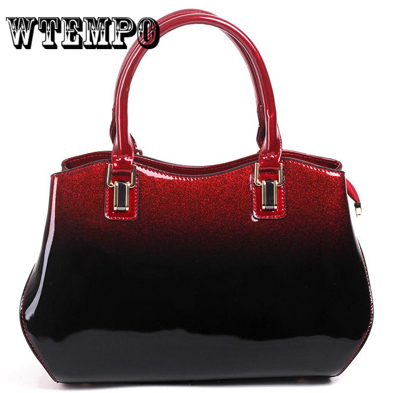 Fashion Patent Leather Handbag Portable Shoulder Bag Marriage Banquet Bag