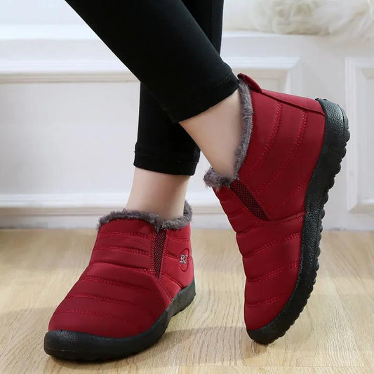Snow Boots Women Shoes Winter Warm Flat Couple Style Ankle Boots Cotton Slip on Plus Size Platform Booties Winter Shoes for Women