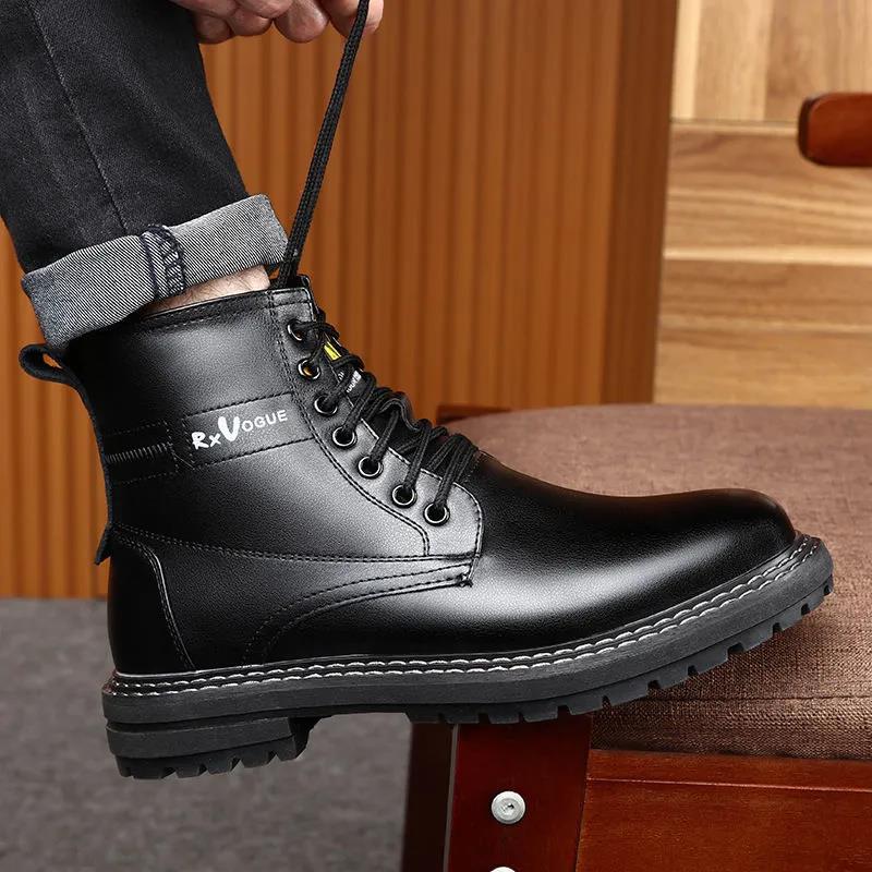 Leather Men's Military Lace-up Men's Boots Tooling Boots Spring and Autumn Short Tube Martin Boots Casual Boots