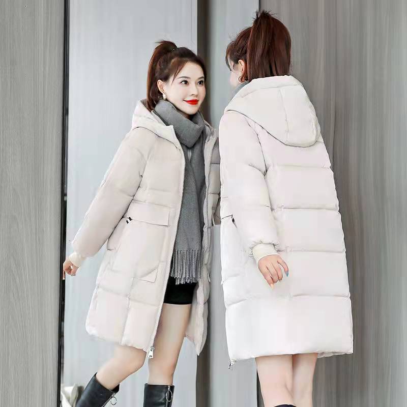 Large Size Women Autumn Winter Warm Long Cotton Coat Thicken Loose Casual Hooded Jacket Outwear