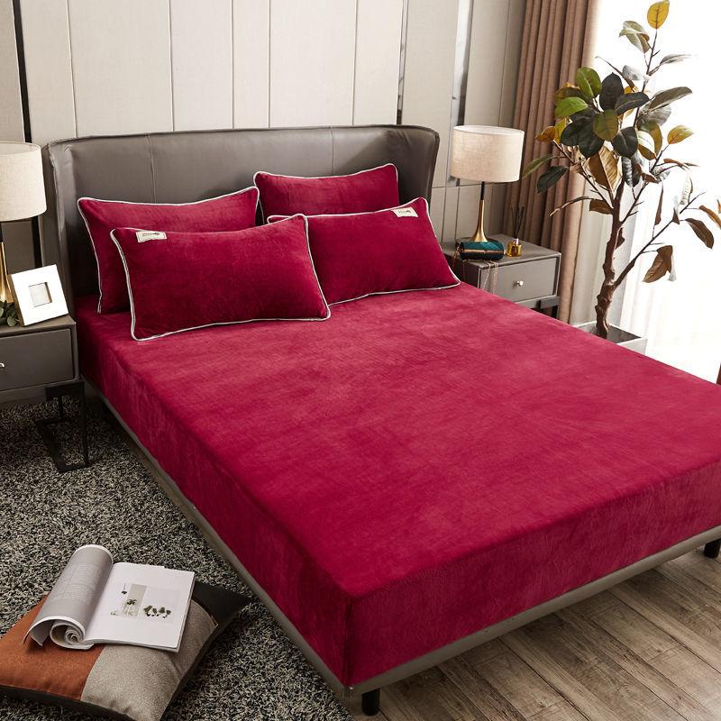 3pcs/set Thick Coral Velvet Mattress Cover Crystal Velvet Bedspread Plus Velvet Flange Winter Warm Bed Cover