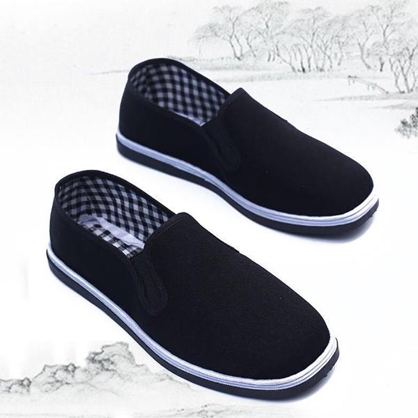 Men's Cloth Shoes Anti Slip Wear-resistant Black Shoes Soft Sole Lightweight Casual Breathable Flat Cloth Shoes