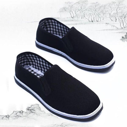 Men's Cloth Shoes Anti Slip Wear-resistant Black Shoes Soft Sole Lightweight Casual Breathable Flat Cloth Shoes