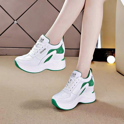 Inner Increase Sports Shoes Women's Spring and Autumn 2021 Fashion Thick-soled White Shoes Casual All-match Thin Daddy Shoes Net Shoes