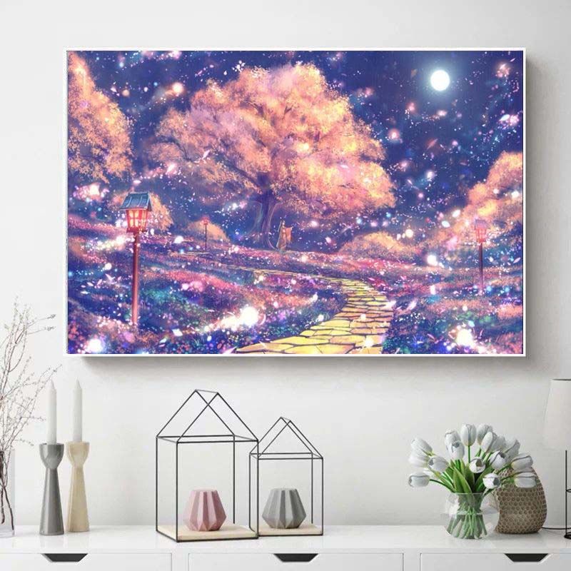 Diamond Painting Stickers Modern Minimalist Cartoon Landscape Stickers Diamond Cross Stitch Handmade Small