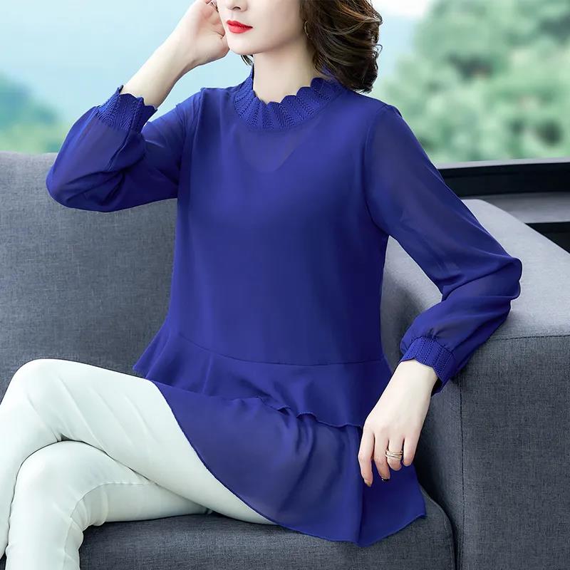 Spring Fall Sexy Women See Through Blouse Black Perspective Top Fashion Long Sleeve Transparent Sheer TShirt Pullover