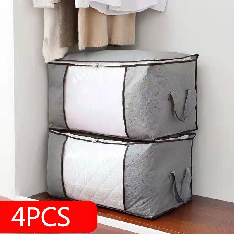 4PCS Wardrobe Organizer Bag Quilt Dustproof Packing Bag Moving Organizing Bag Storage Box for Clothes Wardrobe Clothes Foldable Storage Bag
